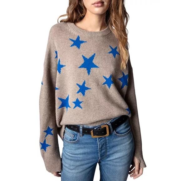 Zadig & Voltaire Markus Cashmere Star Intarsia Pullover Sweater Size S - Picture 1 of 8